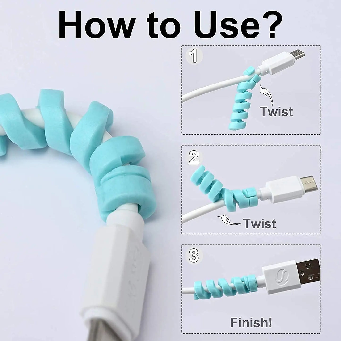 Flexible spiral cable protector spring to prevent charger cable damage